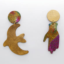 Charger l'image dans la galerie, Boucles d'oreilles en cuir •GIGI• arc en ciel