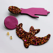 Charger l'image dans la galerie, Boucles d'oreilles en cuir •GIGI• à paillettes