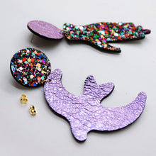 Charger l'image dans la galerie, Boucles d'oreilles en cuir •GIGI• à paillettes