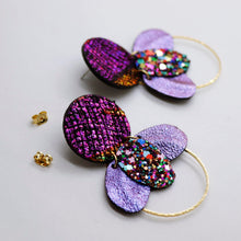 Charger l'image dans la galerie, Boucles d'oreilles en cuir •ELISE• violettes