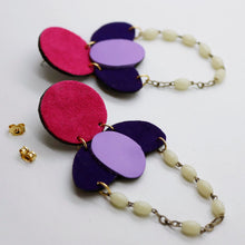 Charger l'image dans la galerie, Boucles d'oreilles en cuir •ELISE• chapelet