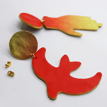 Charger l'image dans la galerie, Boucles d'oreilles en cuir •GIGI• rouges