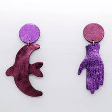 Charger l'image dans la galerie, Boucles d'oreilles en cuir •GIGI• violettes