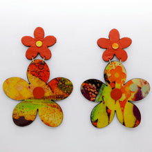 Charger l'image dans la galerie, Boucles d'oreilles en cuir •FLORBA• orangées