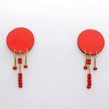 Charger l'image dans la galerie, Boucles d'oreilles en cuir •MINI-SUNI• rouges