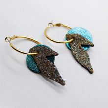 Charger l'image dans la galerie, Boucles d'oreilles en cuir •ROSALIA• à paillettes