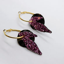 Charger l'image dans la galerie, Boucles d'oreilles en cuir •ROSALIA• à paillettes