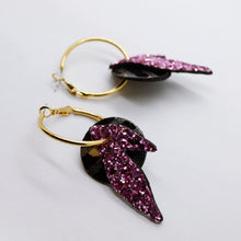 Charger l'image dans la galerie, Boucles d'oreilles en cuir •ROSALIA• à paillettes