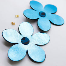 Charger l'image dans la galerie, Boucles d'oreilles en cuir •RITA• bleues