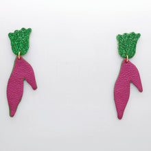 Charger l'image dans la galerie, Boucles d'oreilles en cuir •BIBA• fuchsias