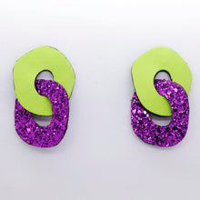 Charger l'image dans la galerie, Boucles d'oreilles en cuir •DAGDA• à paillettes