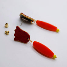 Charger l'image dans la galerie, Boucles d'oreilles en cuir •GERALDINE• oranges