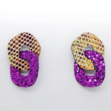 Charger l'image dans la galerie, Boucles d'oreilles en cuir •DAGDA• à paillettes