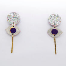 Charger l'image dans la galerie, Boucles d'oreilles en cuir •POTENCO• à paillettes
