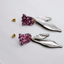 Charger l'image dans la galerie, Boucles d'oreilles en cuir •BIBA• à paillettes