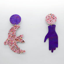 Charger l'image dans la galerie, Boucles d'oreilles en cuir •GIGI• à paillettes