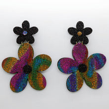 Charger l'image dans la galerie, Boucles d'oreilles en cuir •FLORBA• arc-en-ciel