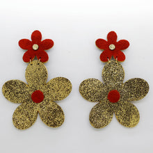 Charger l'image dans la galerie, Boucles d'oreilles en cuir •FLORBA• dorées