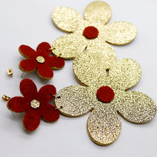 Charger l'image dans la galerie, Boucles d'oreilles en cuir •FLORBA• dorées