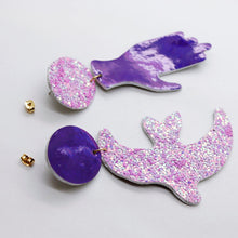 Charger l'image dans la galerie, Boucles d'oreilles en cuir •GIGI• à paillettes