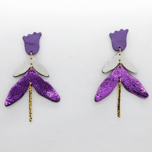 Charger l'image dans la galerie, Boucles d'oreilles en cuir •FULIA• violettes