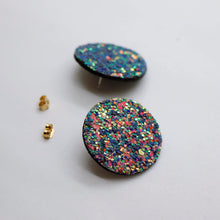 Charger l'image dans la galerie, Boucles d'oreilles en cuir •MINI-SUNI• à paillettes