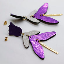 Charger l'image dans la galerie, Boucles d'oreilles en cuir •FULIA• violettes