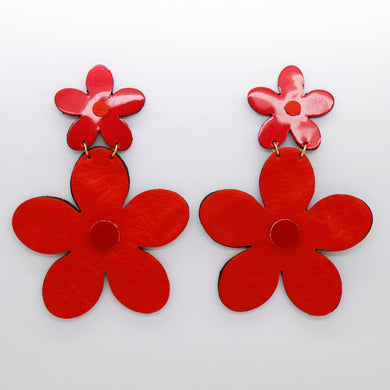 Boucles d'oreilles •FLORBA• rouges