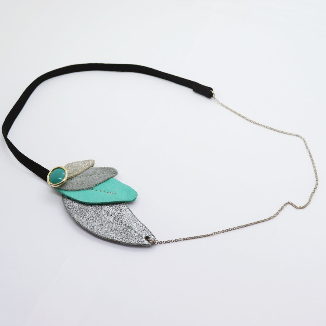 Headband - cuirs gris-vert