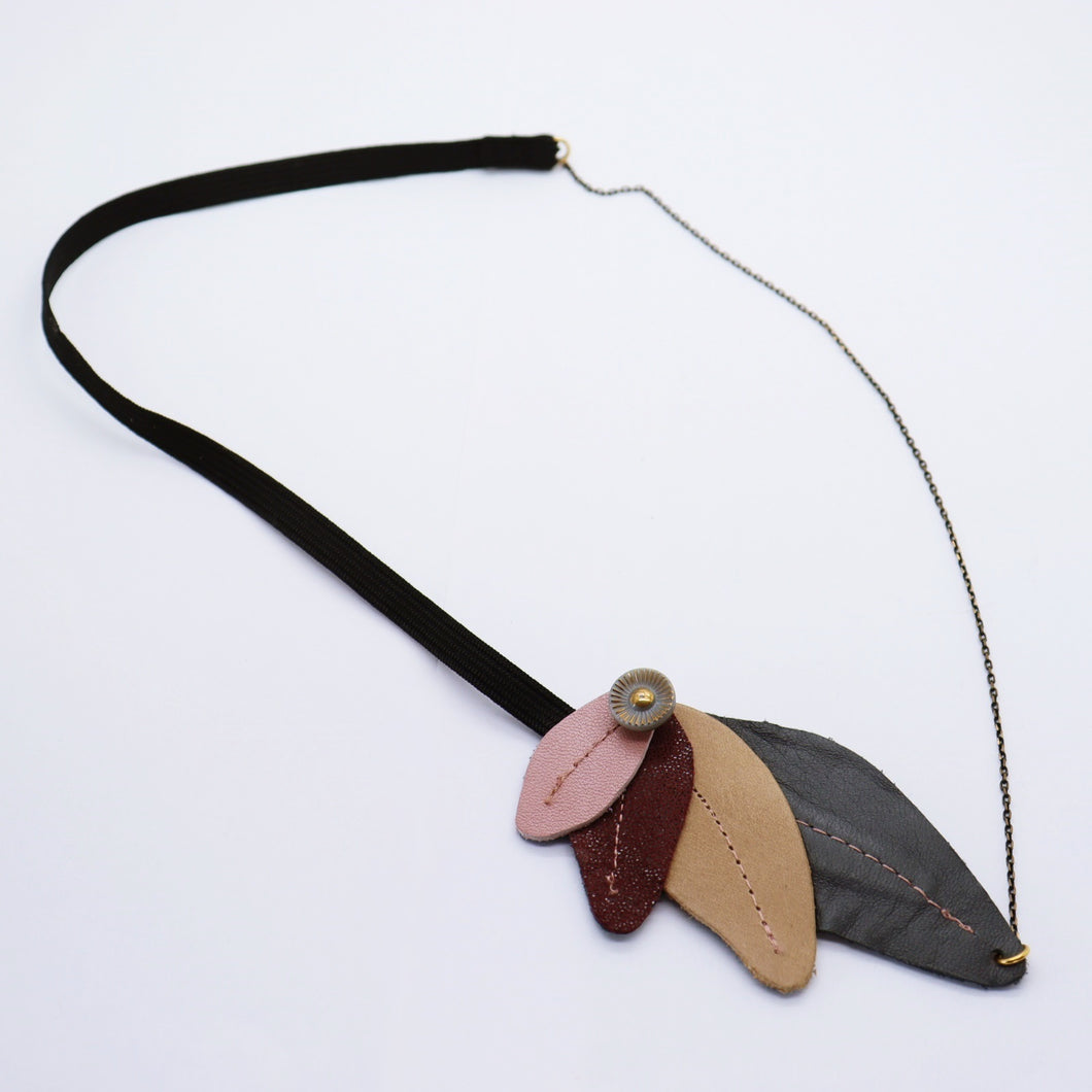 Headband - cuirs bordeaux/beiges