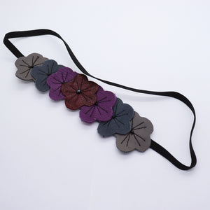 Headband - cuirs violets-gris