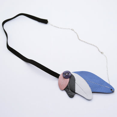Headband - cuirs bleu-rose