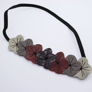 Headband - cuirs bordeaux/gris
