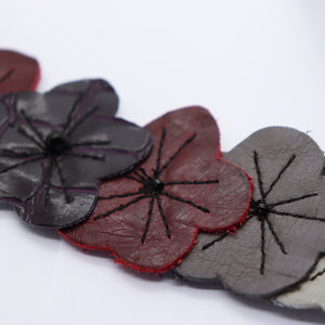 Headband - cuirs bordeaux/gris