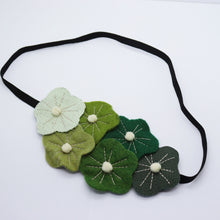 Charger l&#39;image dans la galerie, Headband - cuir/lin/feutrine, vert