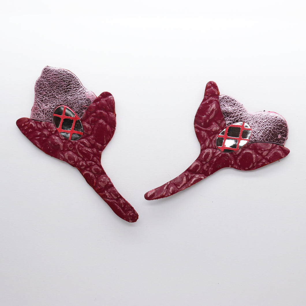 Boucles d'oreilles •YAYA• bordeaux-roses