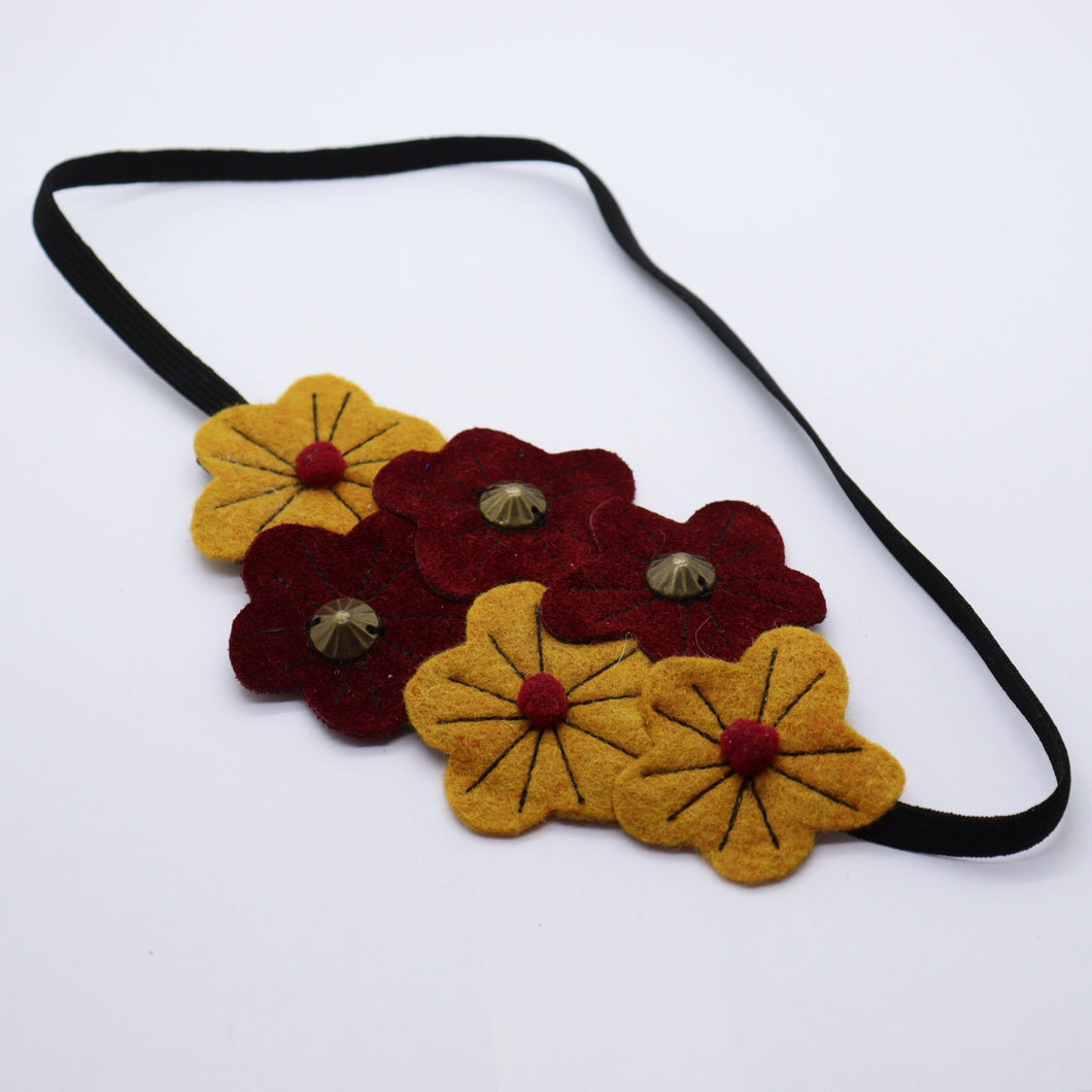 Headband - feutrine moutarde-bordeaux