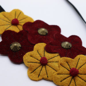 Headband - feutrine moutarde-bordeaux