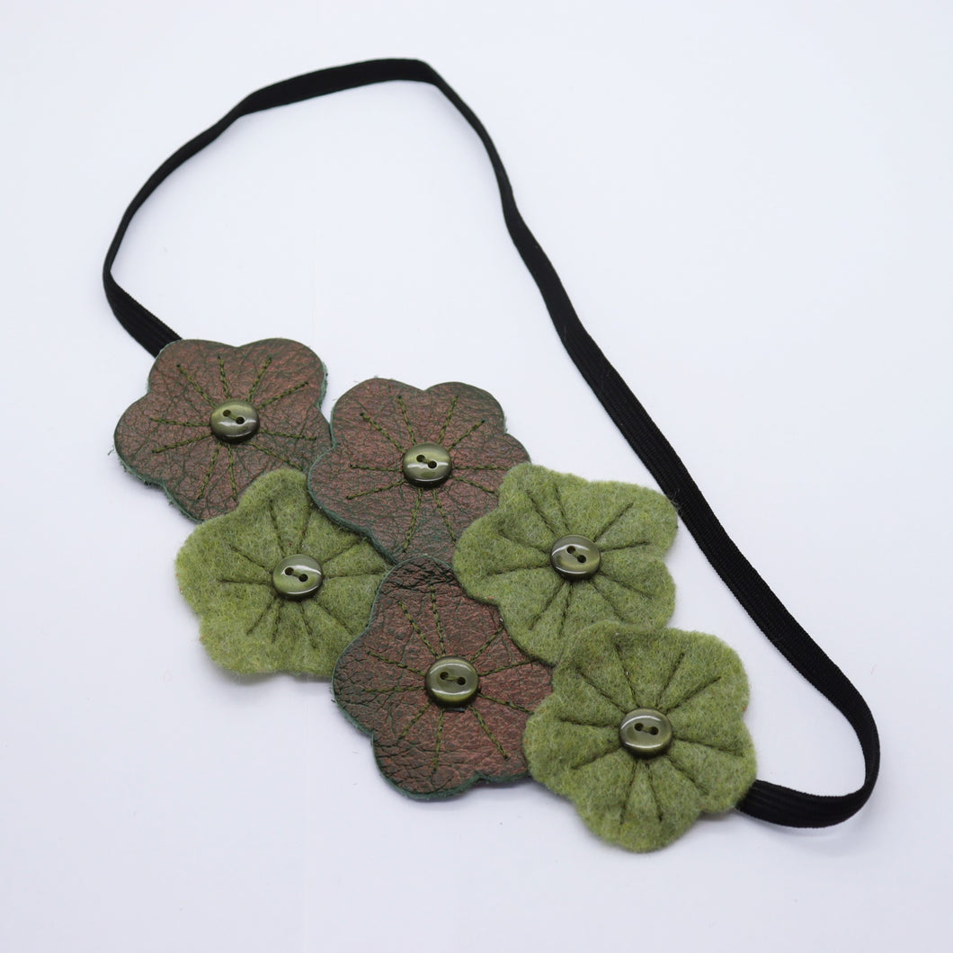 Headband - cuirs & feutrine verts