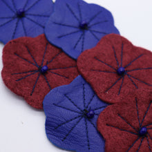 Charger l&#39;image dans la galerie, Headband - cuir &amp; feutrine, bleu/bordeaux