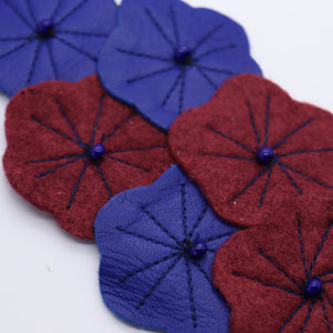 Headband - cuir & feutrine, bleu/bordeaux